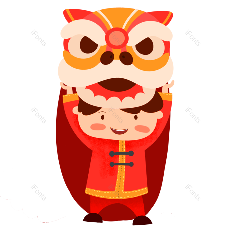 元素图片,传统节日元素,狮子PNG,除夕免抠素材